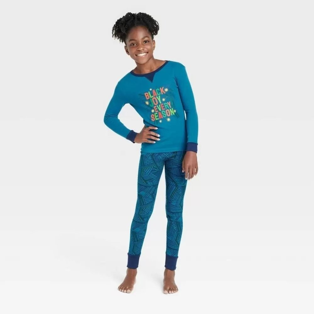 Kids' Joy Print Matching Family Pajama Set - Wondershop Blue Size 8